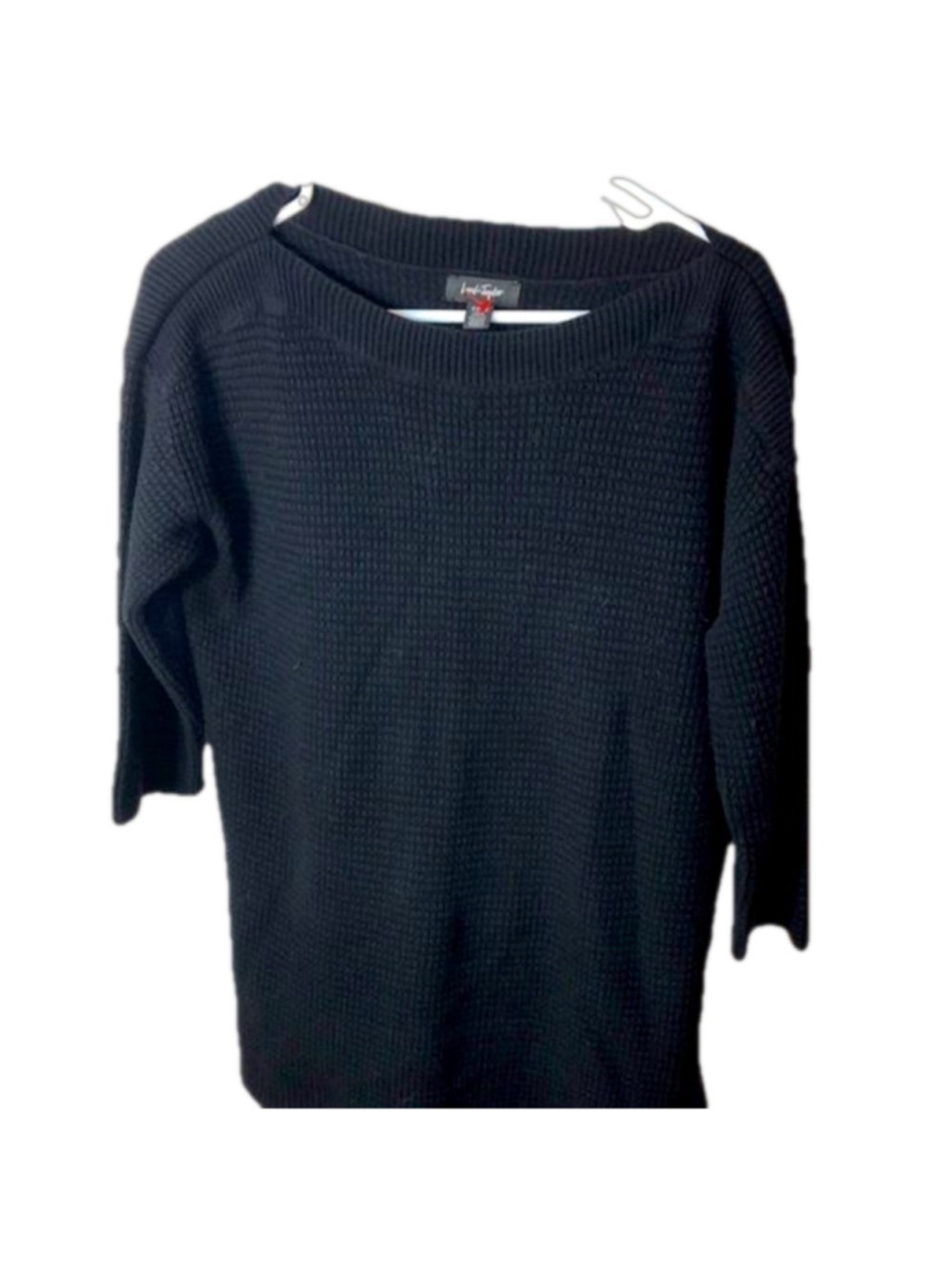 M Lord & Taylor black Waffle Knit Long Sleeve Sweater